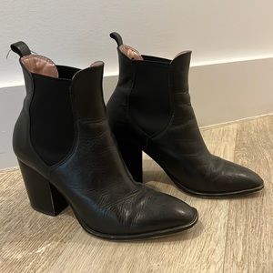 ZARA black heeled leather booties